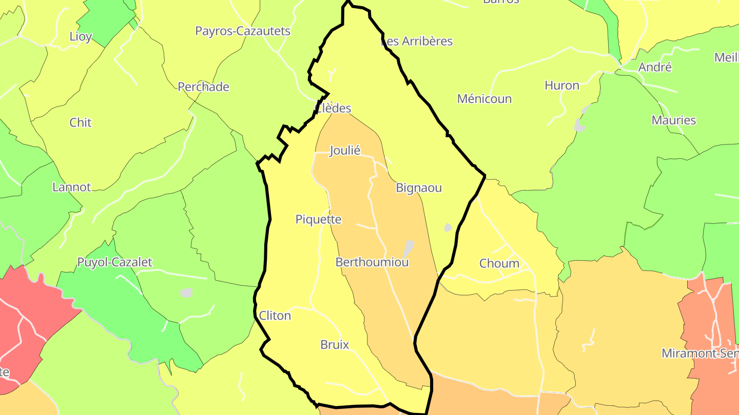 Carte des prix de l'immobilier Clèdes