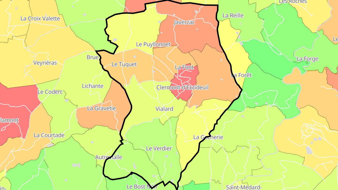 Carte des prix de l'immobilier Clermont-d'Excideuil