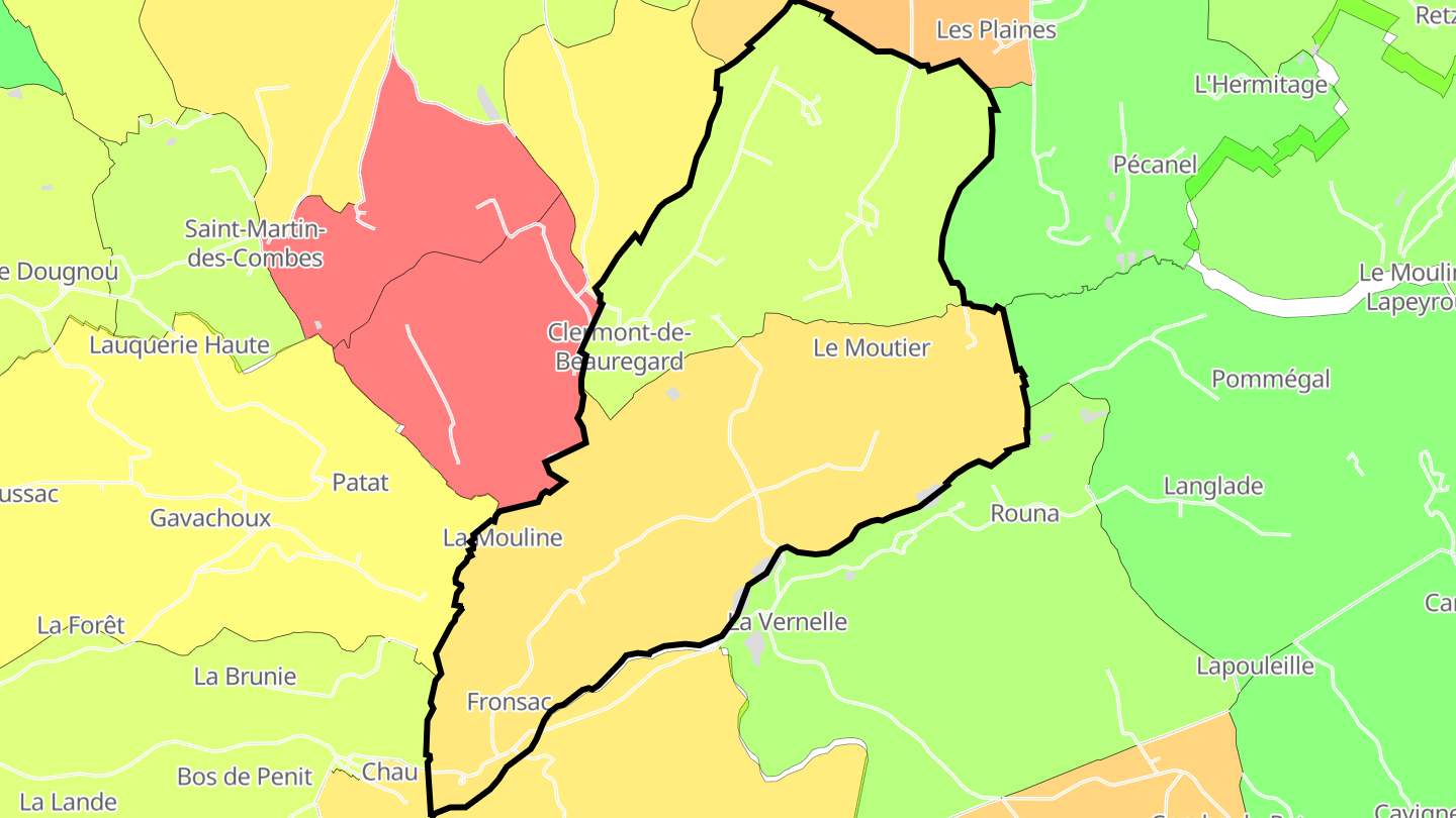 Carte des prix de l'immobilier Clermont-de-Beauregard