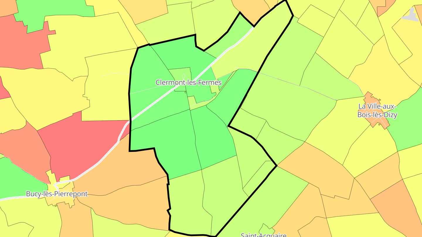 Carte des prix de l'immobilier Clermont-les-Fermes