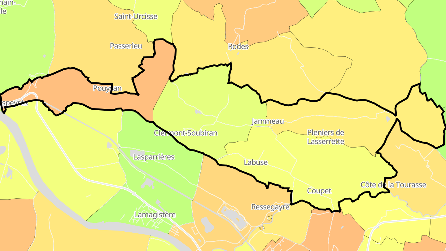 Carte des prix de l'immobilier Clermont-Soubiran