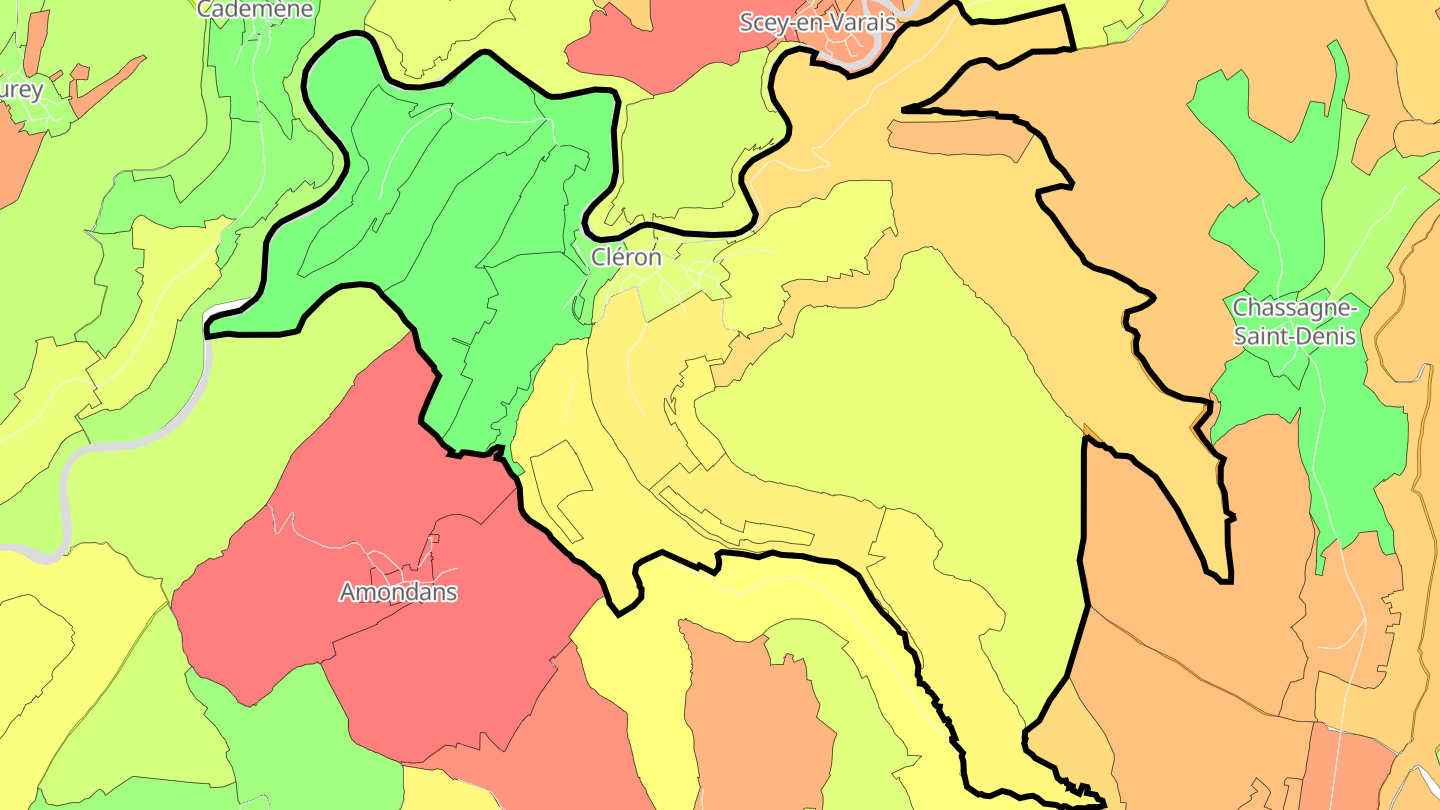 Carte des prix de l'immobilier Cléron