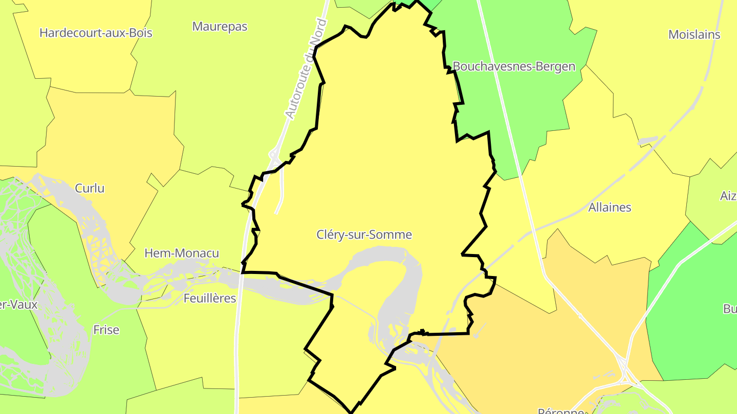 Carte des prix de l'immobilier Cléry-sur-Somme