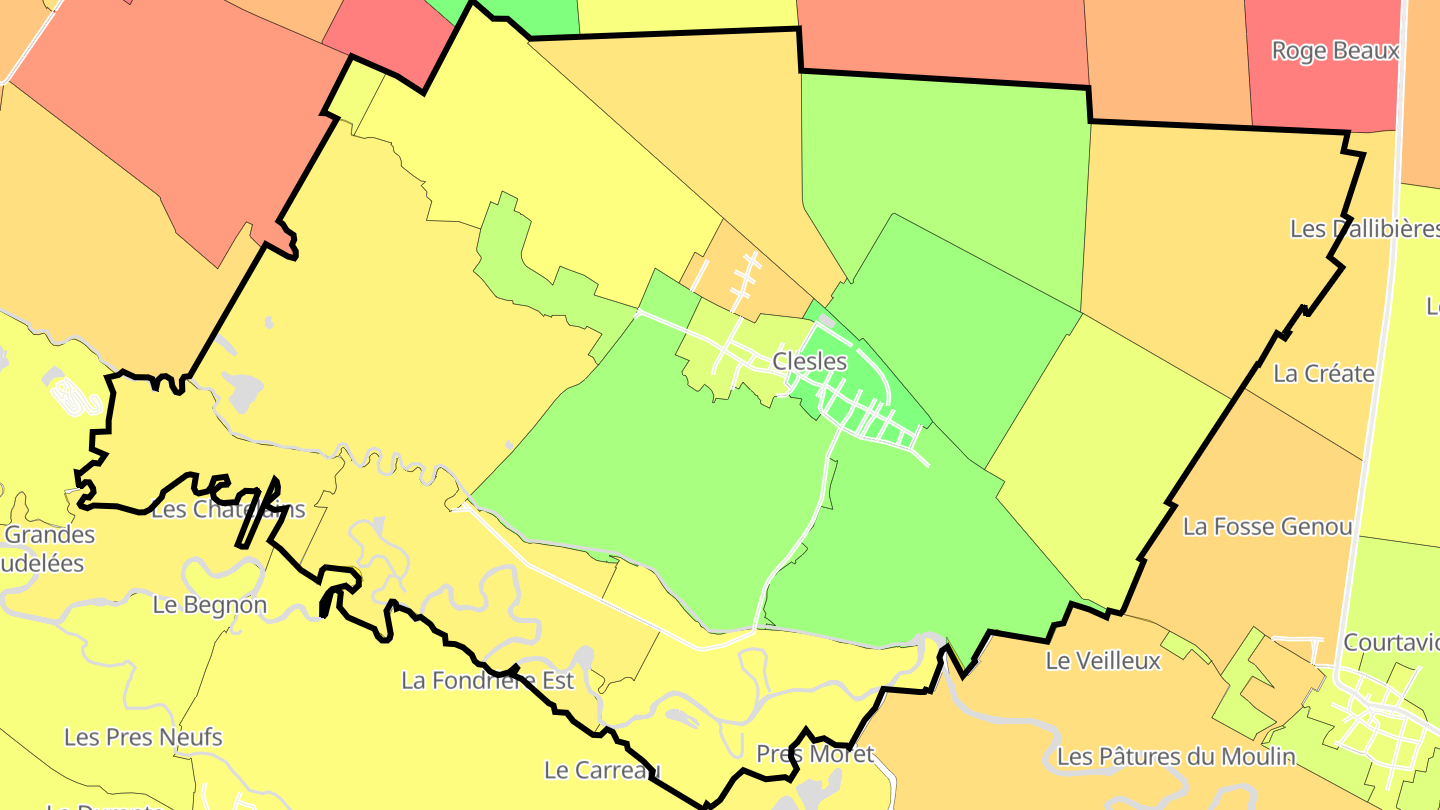 Carte des prix de l'immobilier Clesles