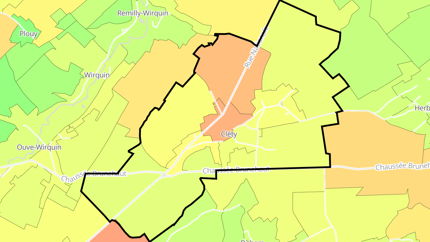 Carte des prix de l'immobilier Cléty