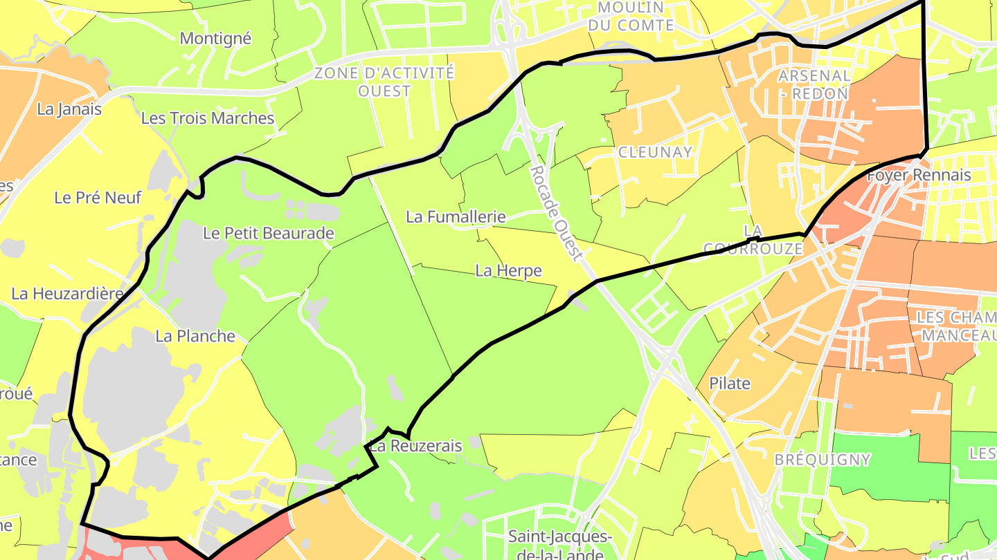 Carte des prix de l'immobilier Cleunay - Arsenal-Redon