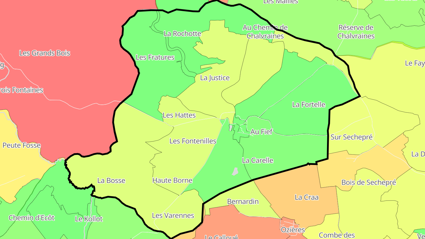 Carte des prix de l'immobilier Clinchamp