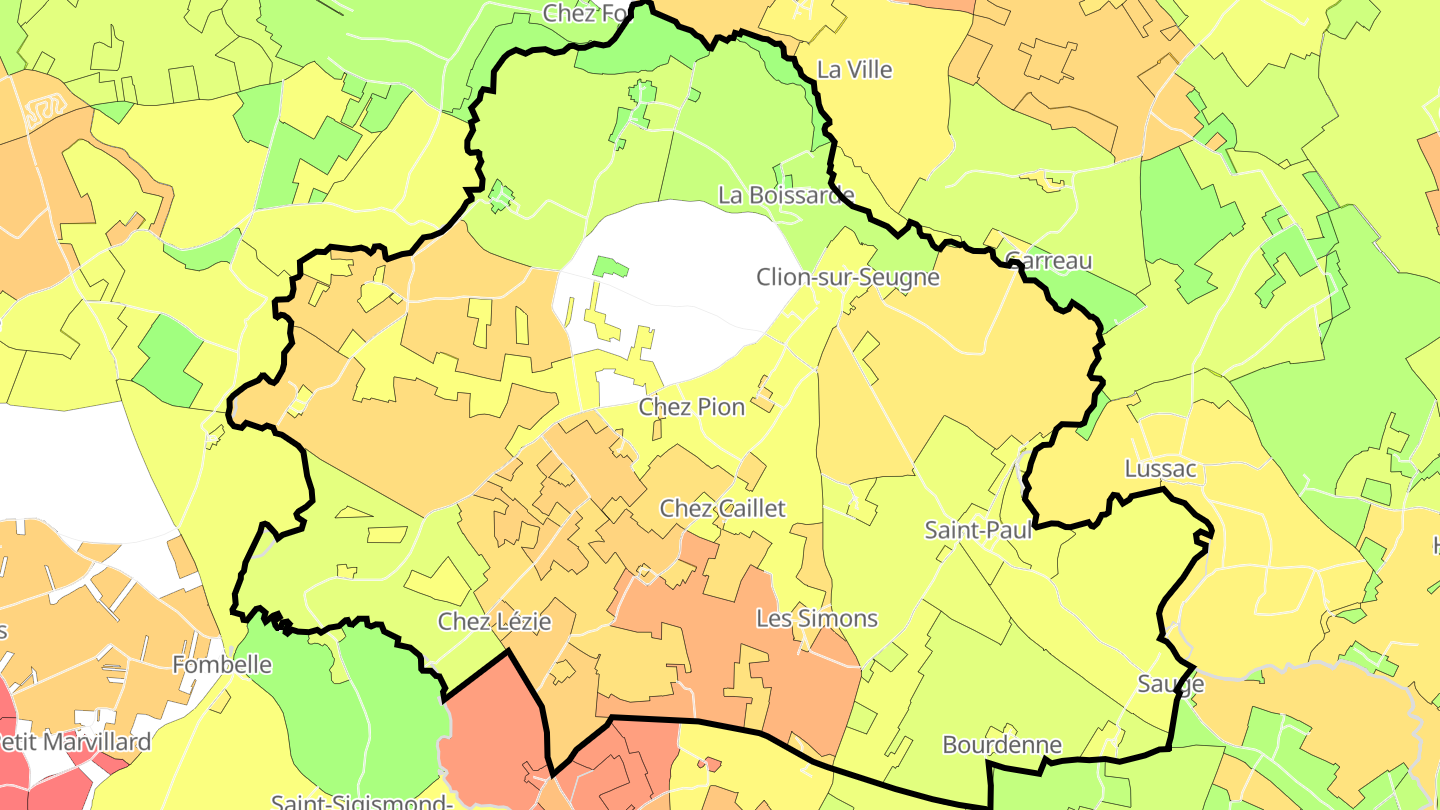 Carte des prix de l'immobilier Clion
