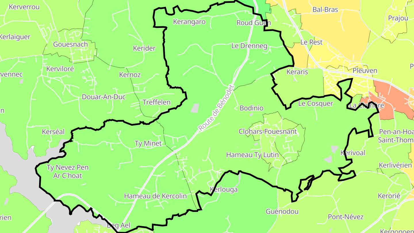 Carte des prix de l'immobilier Clohars-Fouesnant