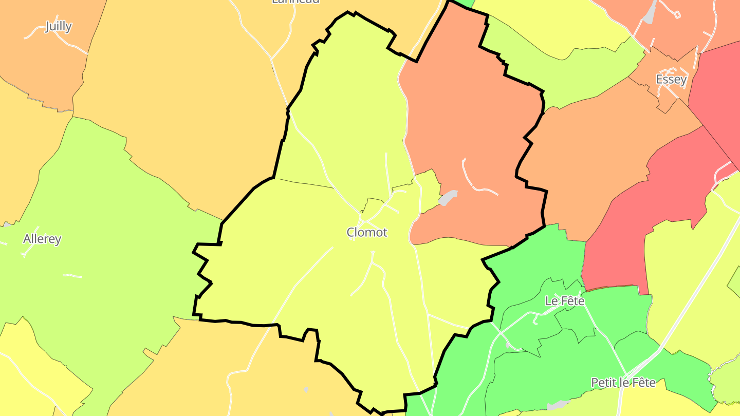 Carte des prix de l'immobilier Clomot