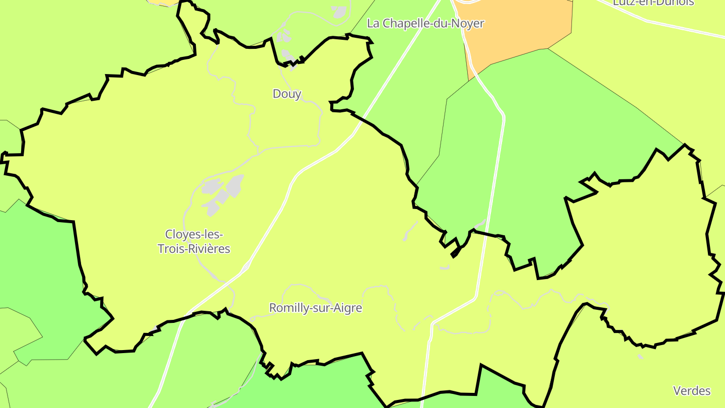 Carte des prix de l'immobilier Cloyes-les-Trois-Rivières
