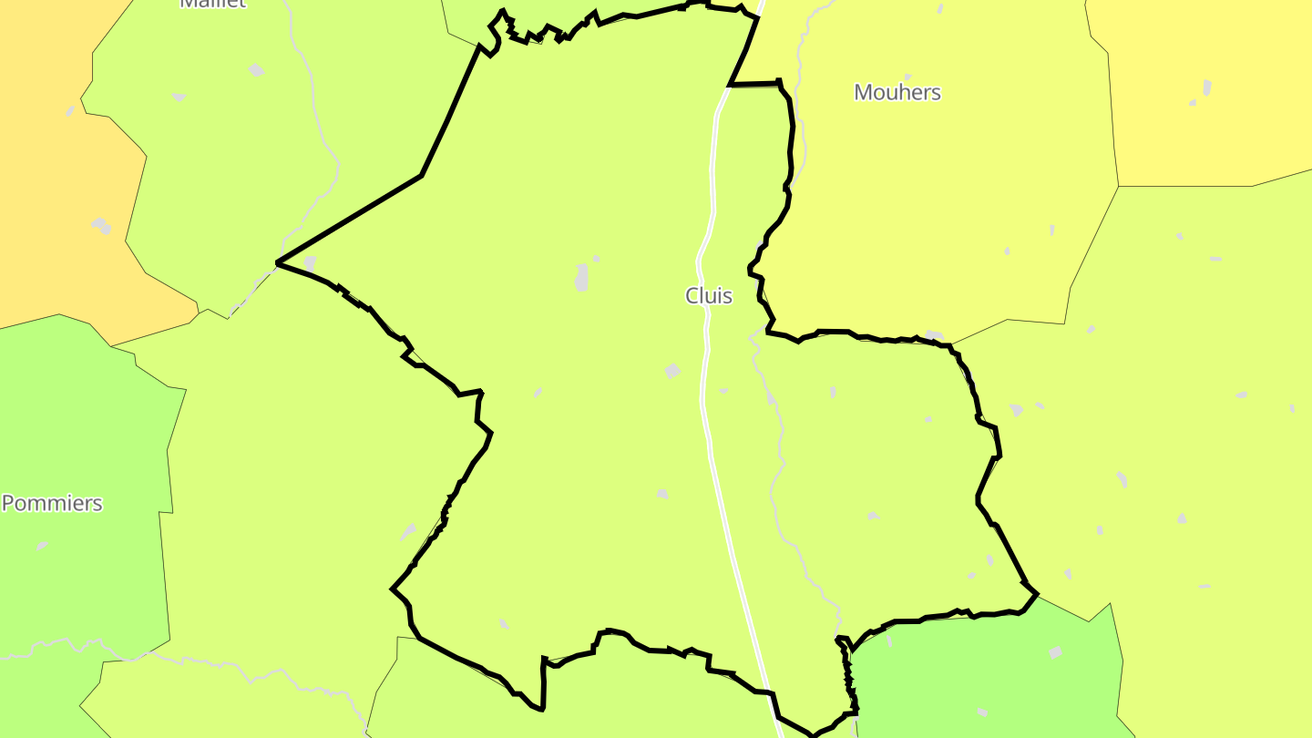 Carte des prix de l'immobilier Cluis