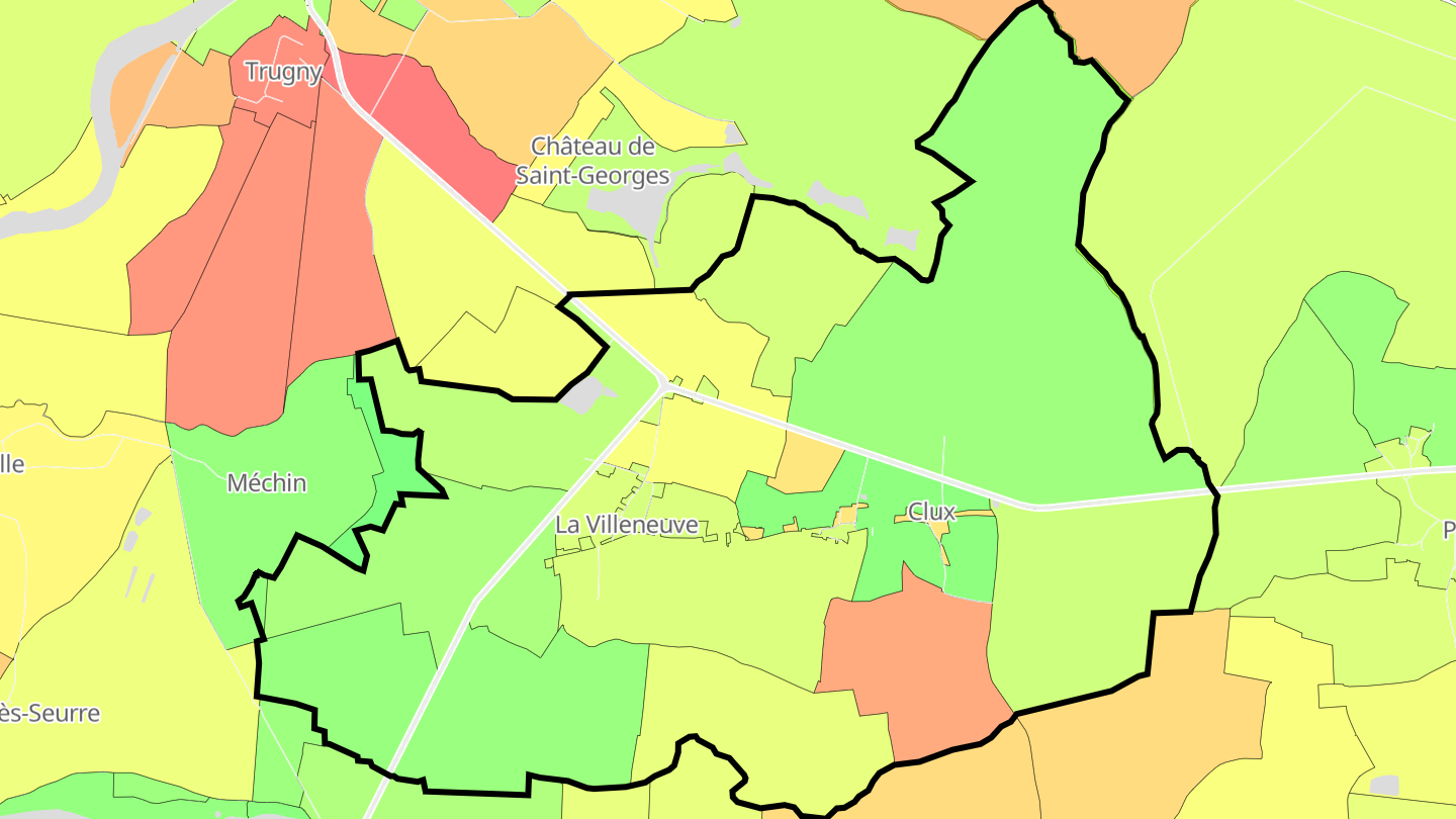 Carte des prix de l'immobilier Clux-Villeneuve