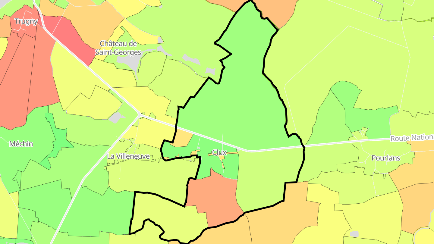 Carte des prix de l'immobilier Clux