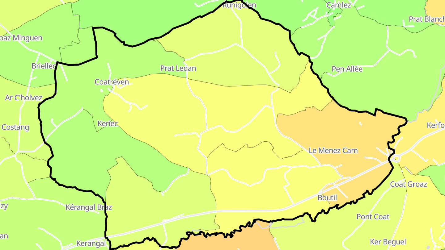Carte des prix de l'immobilier Coatréven