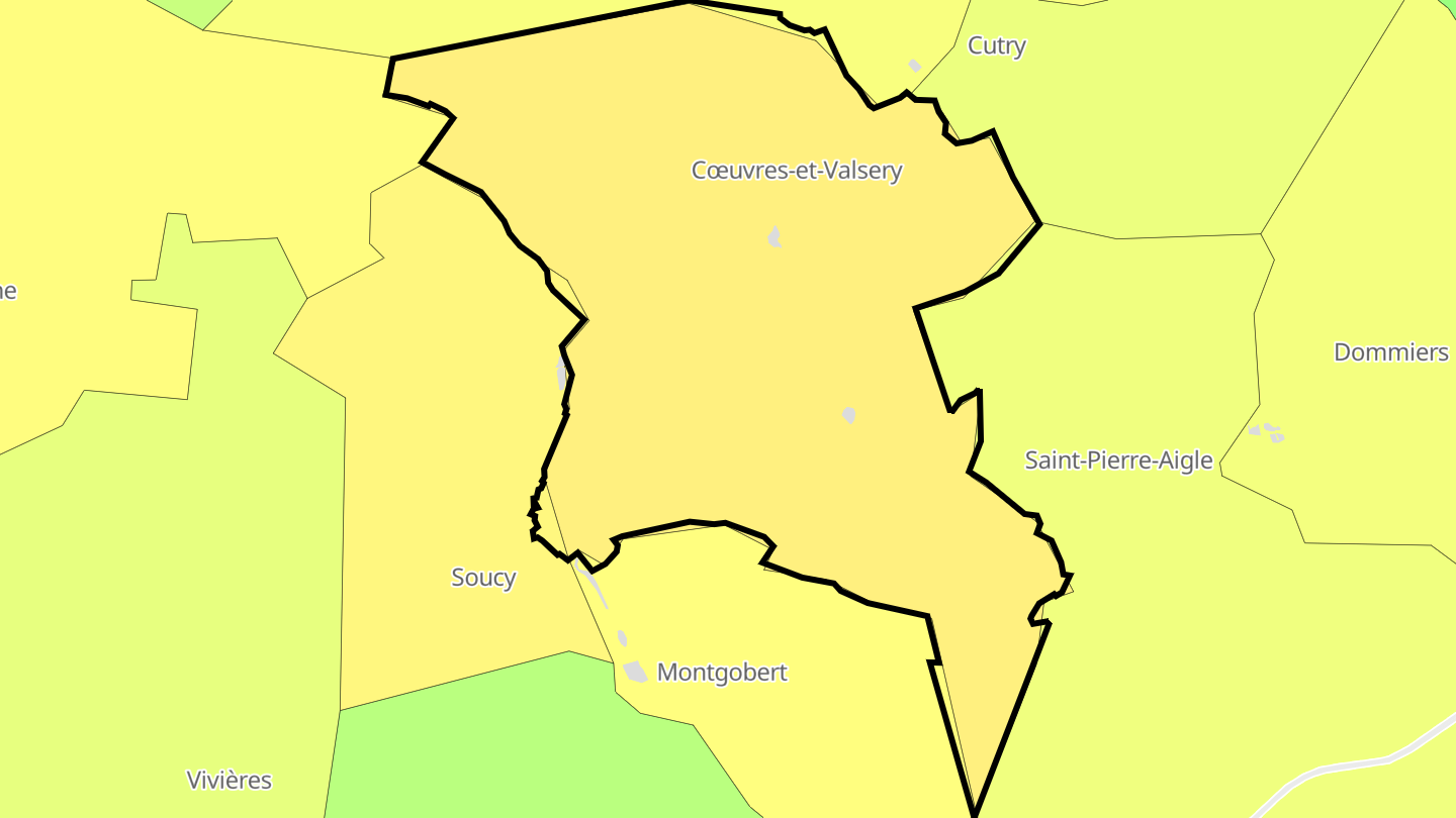 Carte des prix de l'immobilier Cœuvres-et-Valsery