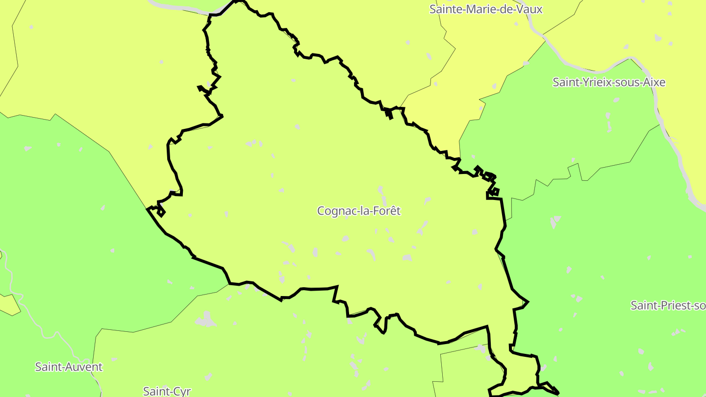 Carte des prix de l'immobilier Cognac-la-Forêt