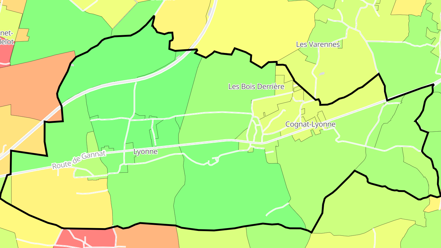 Carte des prix de l'immobilier Cognat-Lyonne