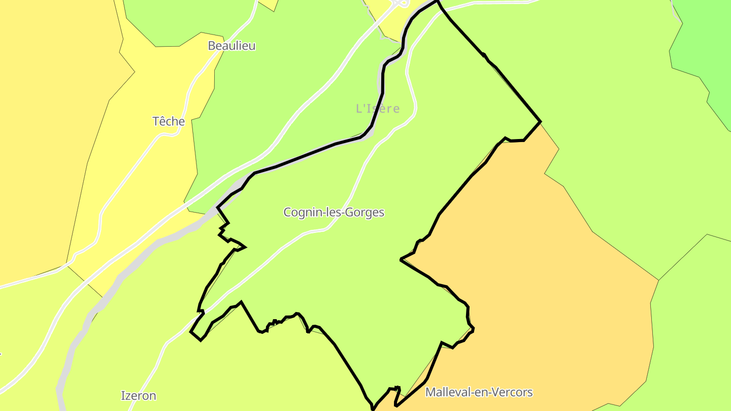 Carte des prix de l'immobilier Cognin-les-Gorges