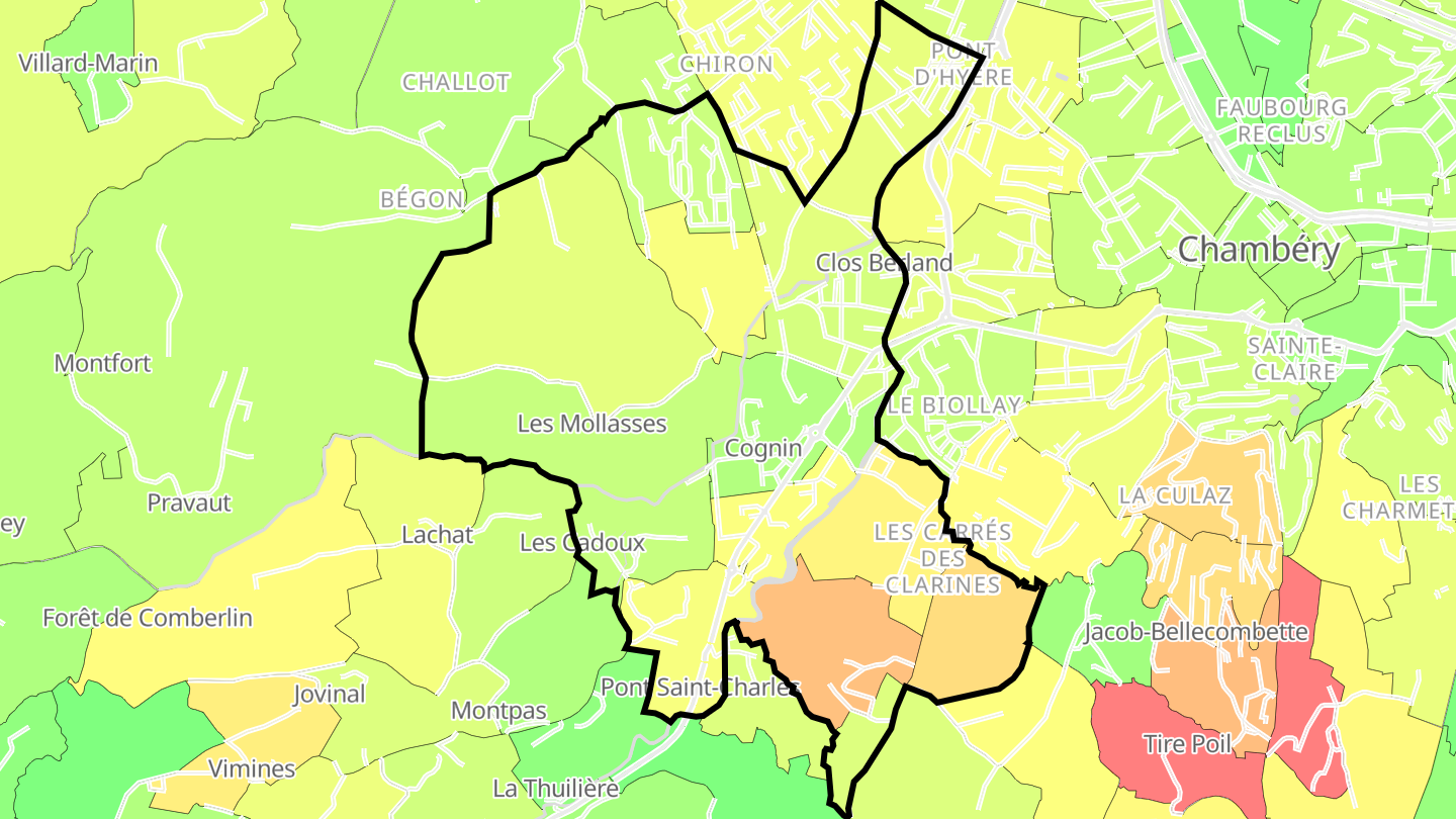 Carte des prix de l'immobilier Cognin