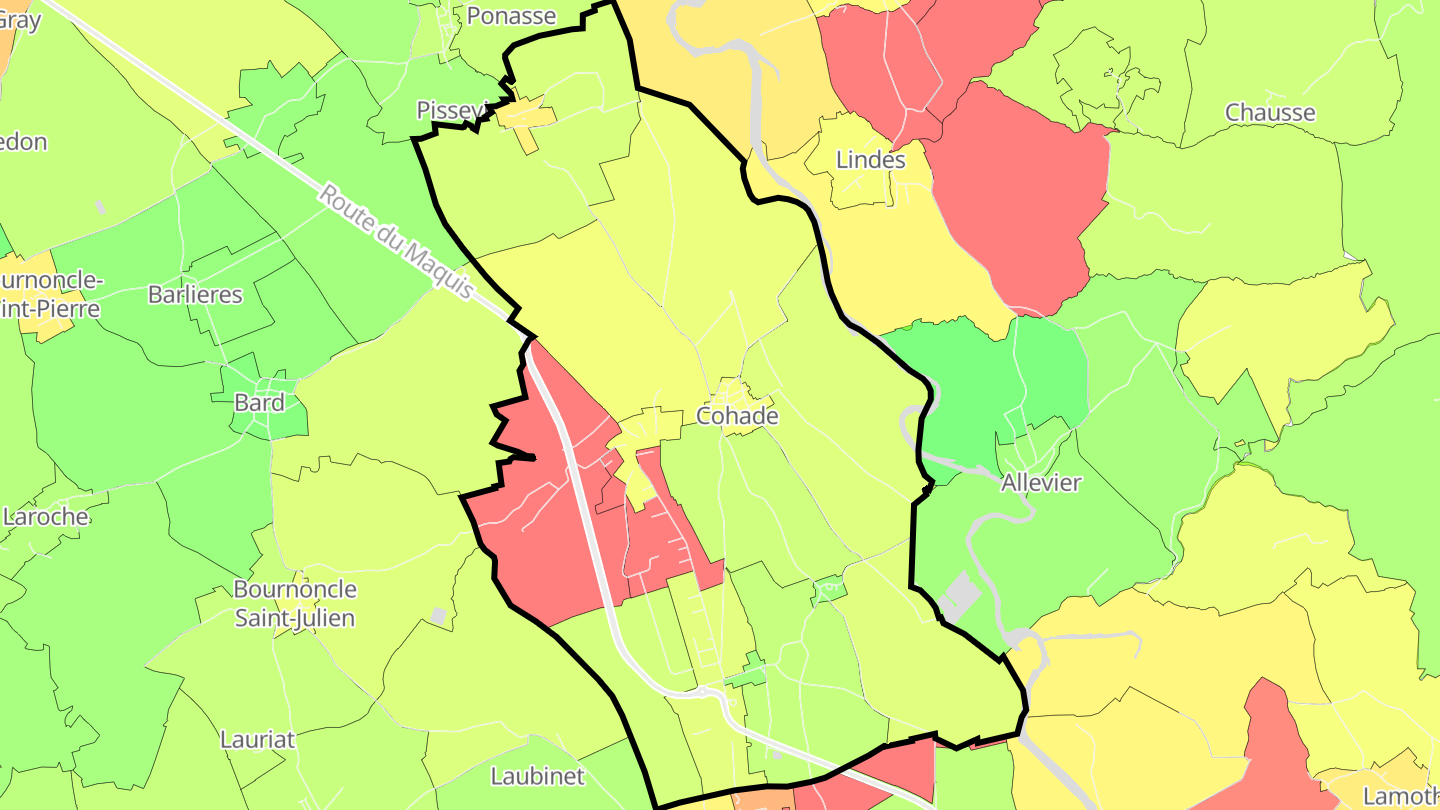 Carte des prix de l'immobilier Cohade