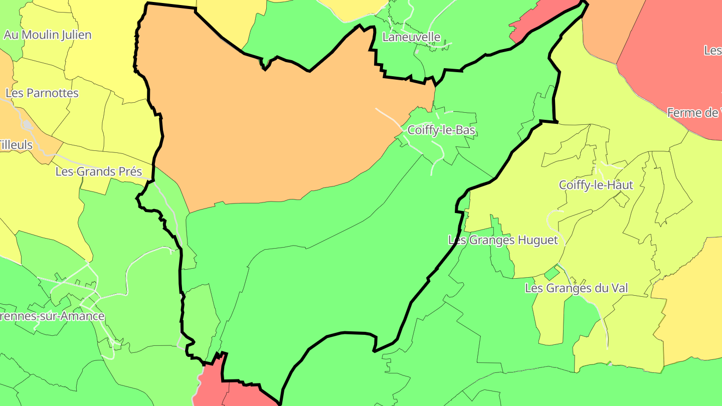 Carte des prix de l'immobilier Coiffy-le-Bas