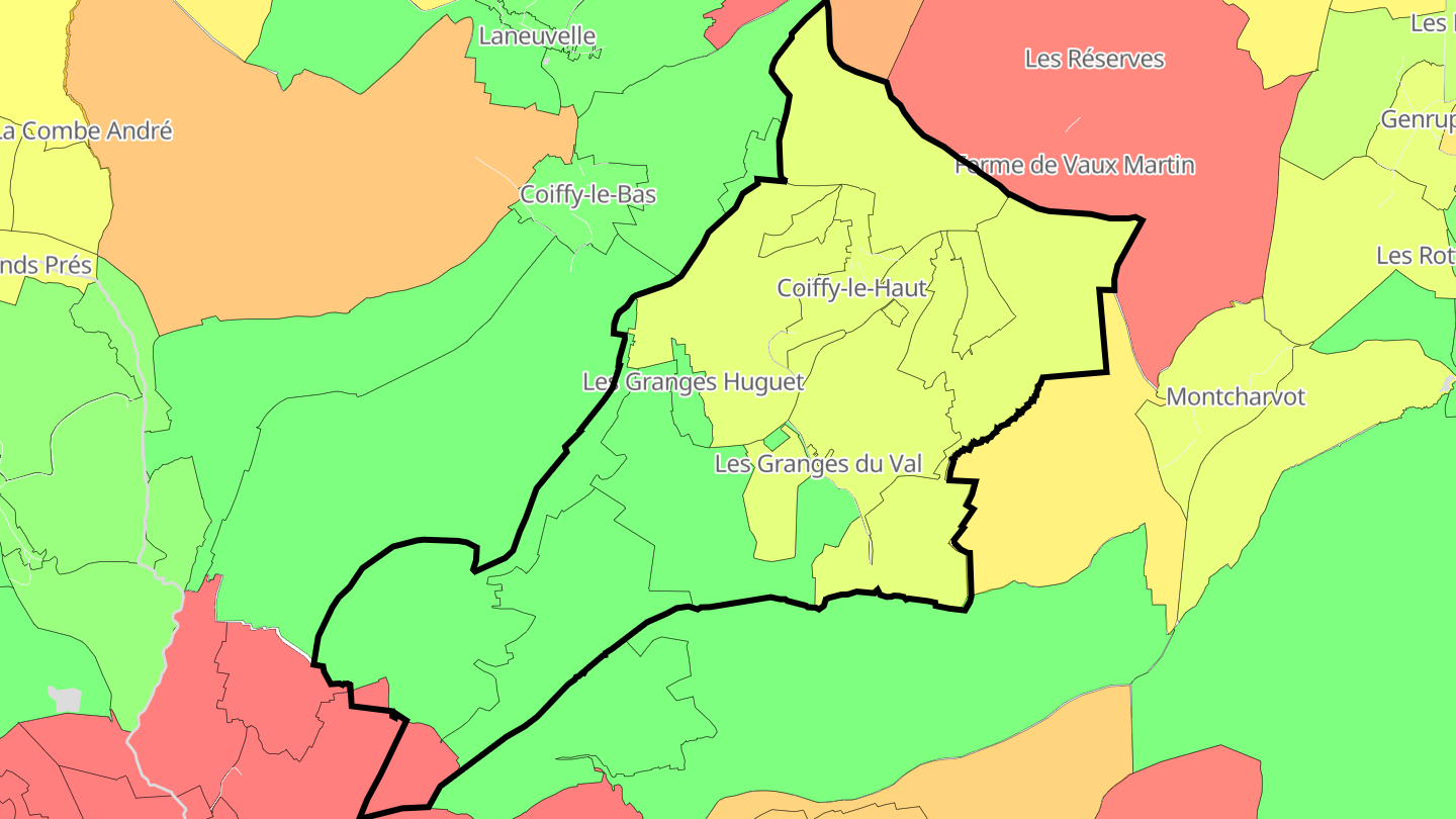Carte des prix de l'immobilier Coiffy-le-Haut