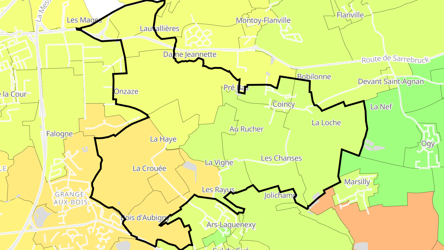 Carte des prix de l'immobilier Coincy