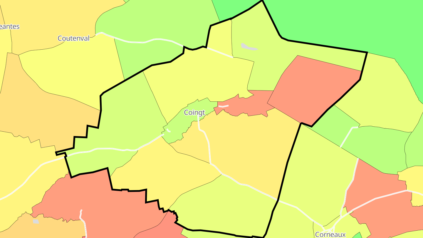 Carte des prix de l'immobilier Coingt