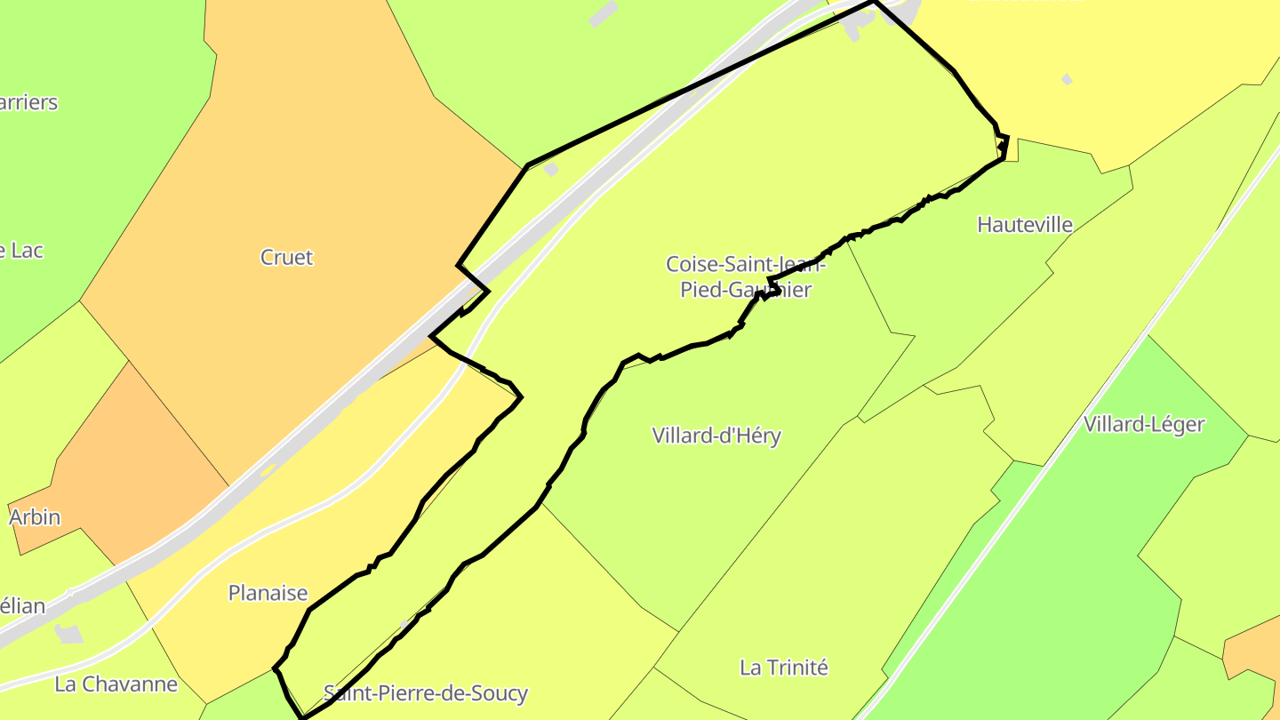 Carte des prix de l'immobilier Coise-Saint-Jean-Pied-Gauthier