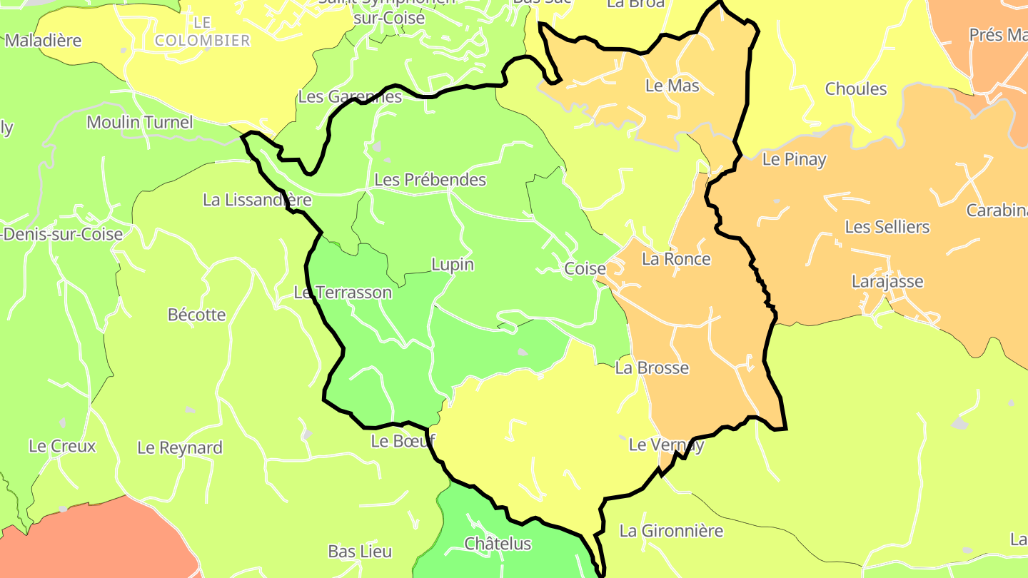Carte des prix de l'immobilier Coise