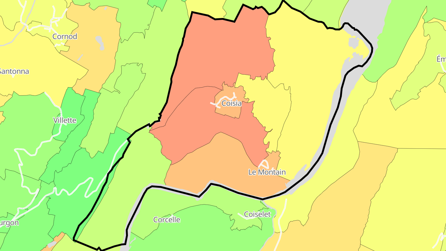 Carte des prix de l'immobilier Coisia