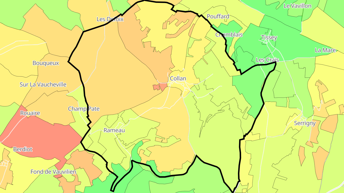 Carte des prix de l'immobilier Collan