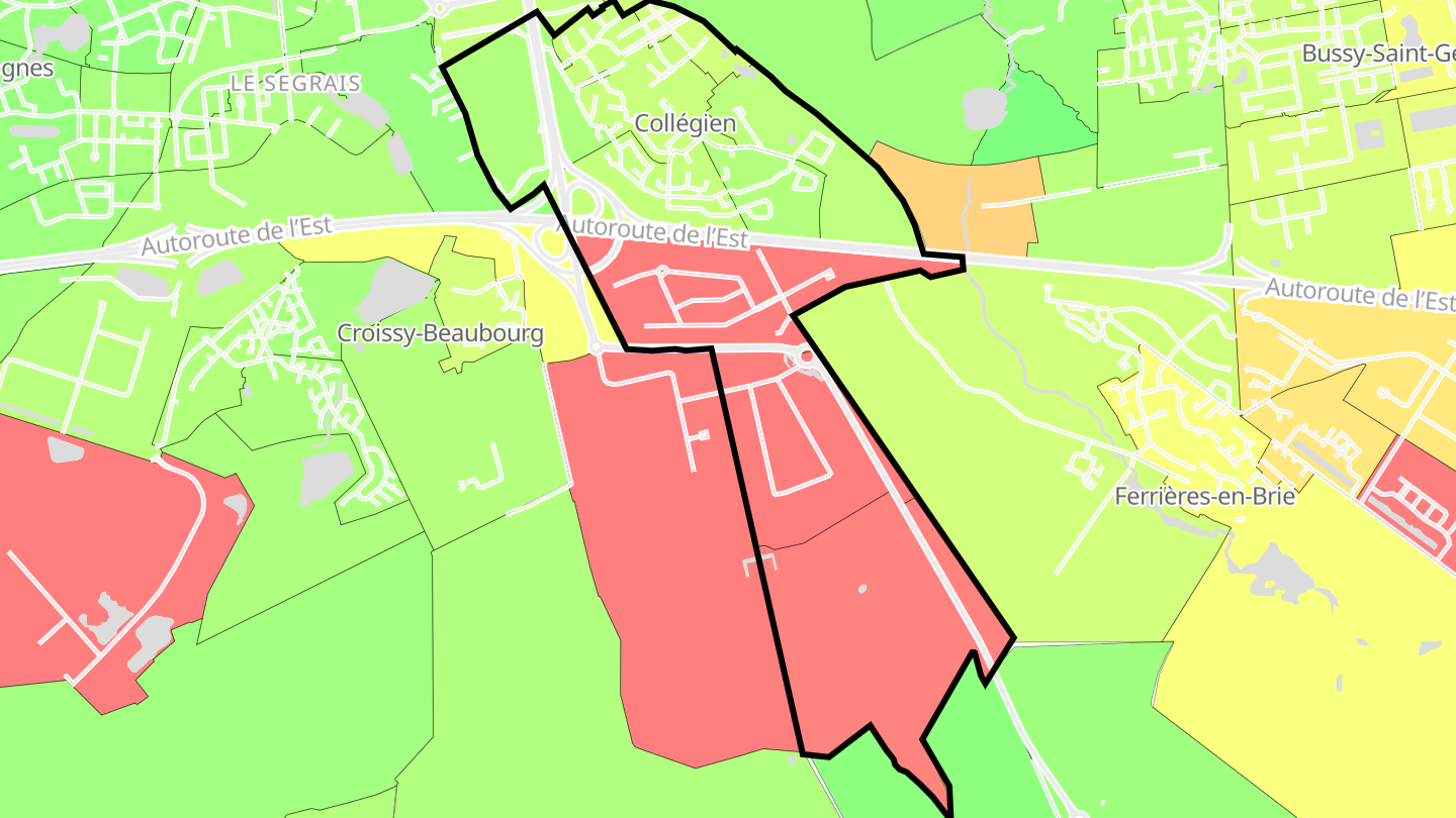 Carte des prix de l'immobilier Collégien