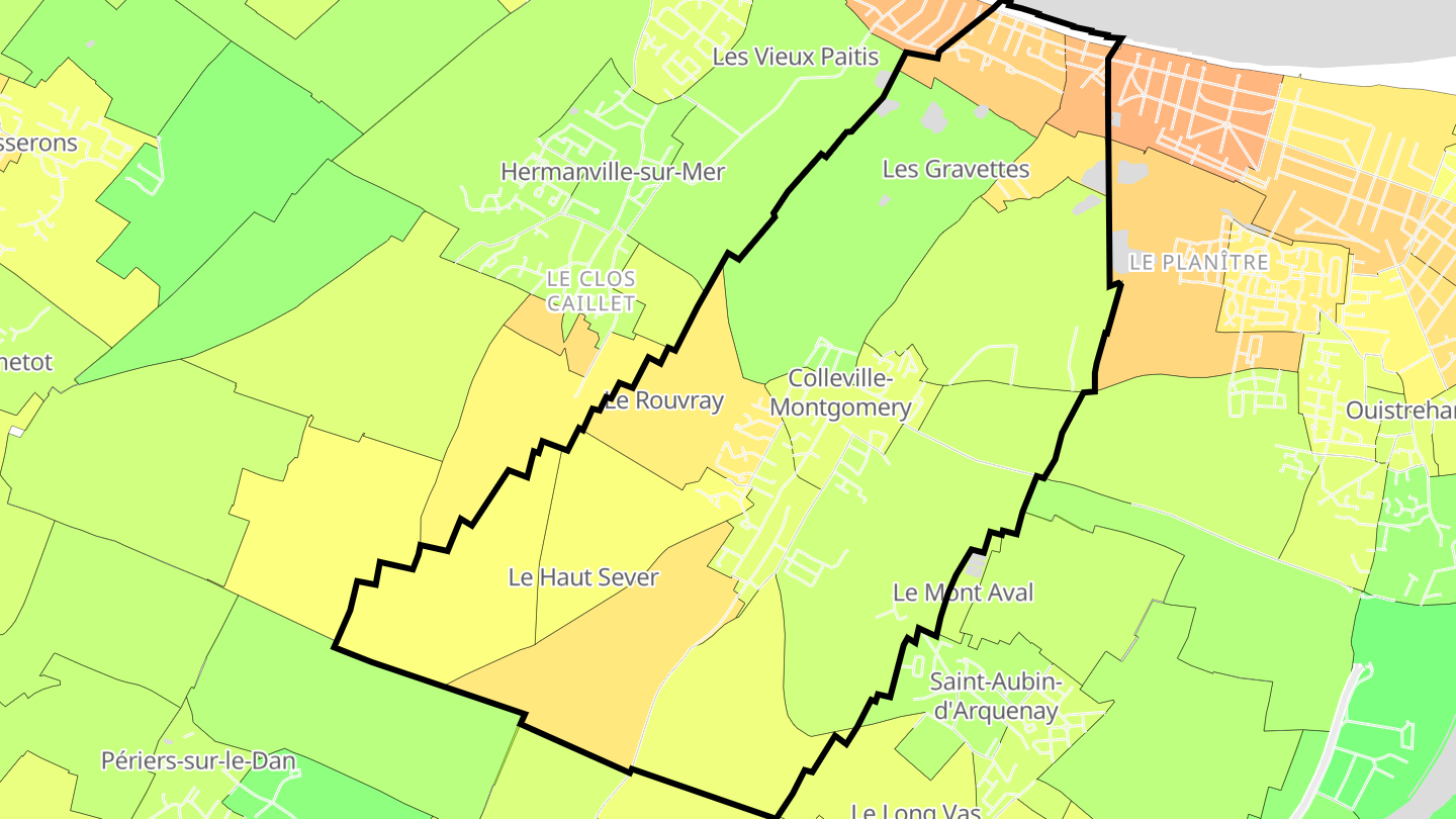 Carte des prix de l'immobilier Colleville-Montgomery