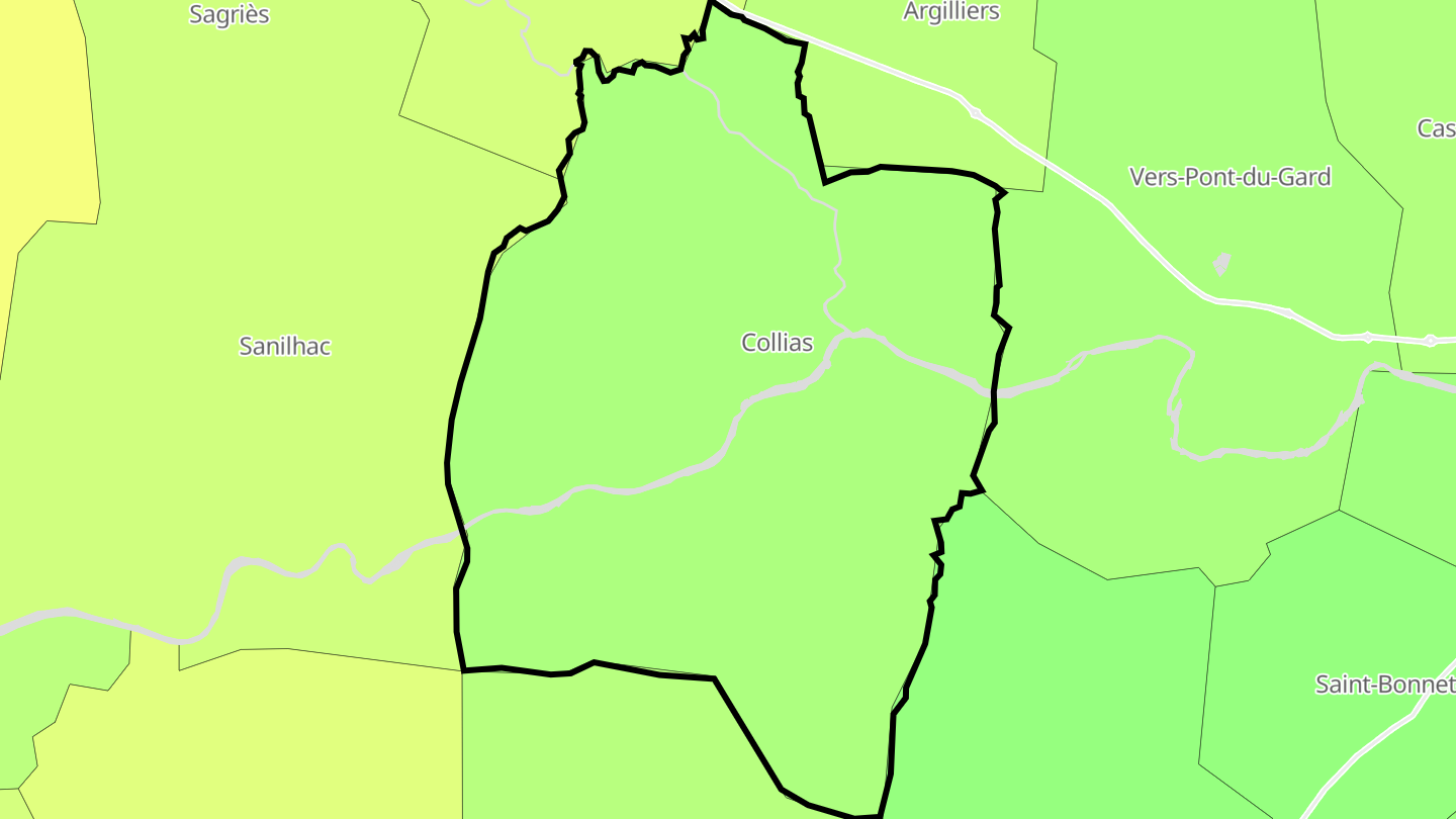 Carte des prix de l'immobilier Collias