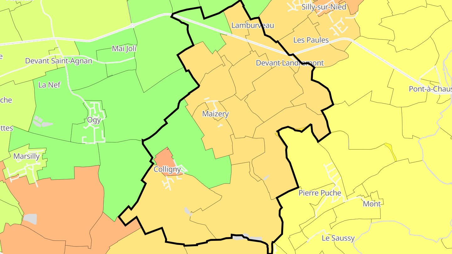 Carte des prix de l'immobilier Colligny-Maizery