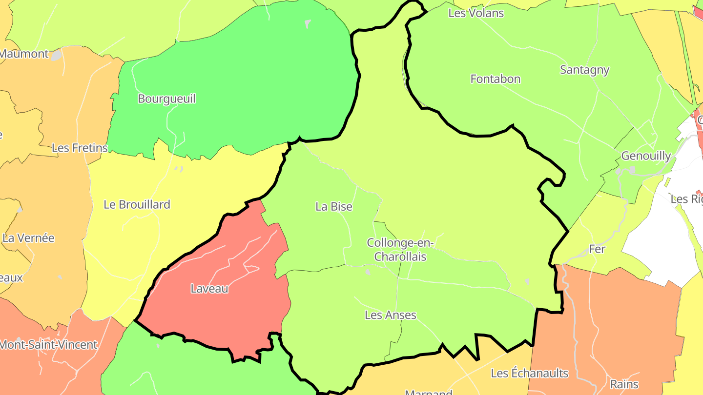 Carte des prix de l'immobilier Collonge-en-Charollais