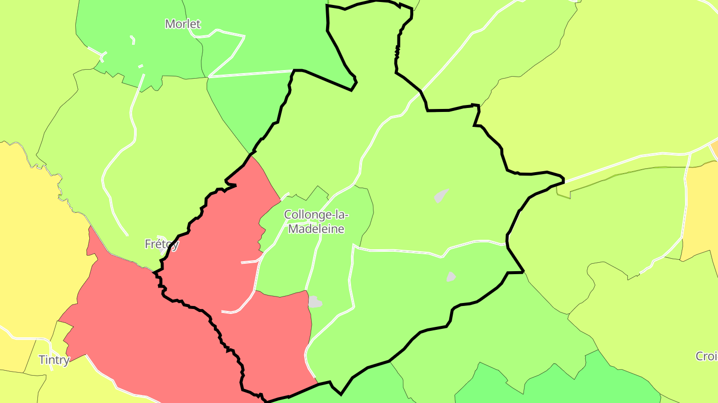 Carte des prix de l'immobilier Collonge-la-Madeleine