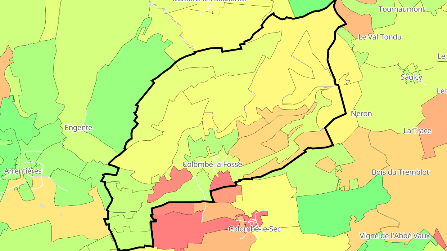 Carte des prix de l'immobilier Colombé-la-Fosse
