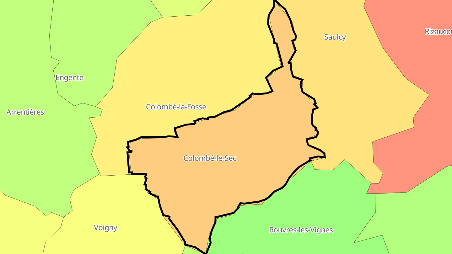 Carte des prix de l'immobilier Colombé-le-Sec