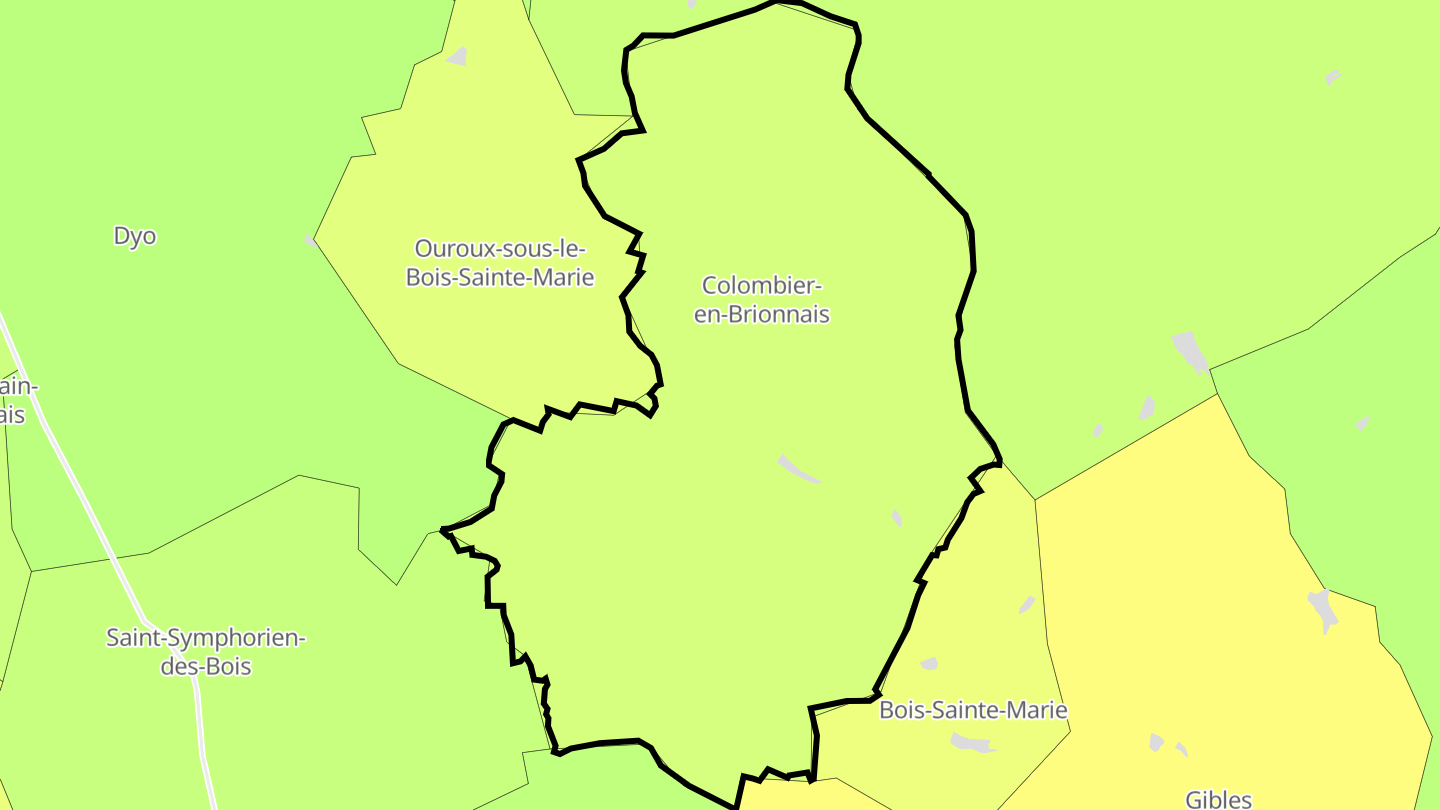 Carte des prix de l'immobilier Colombier-en-Brionnais