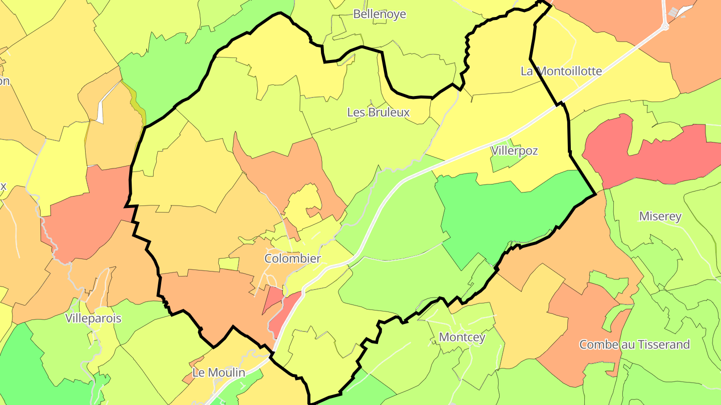 Carte des prix de l'immobilier Colombier
