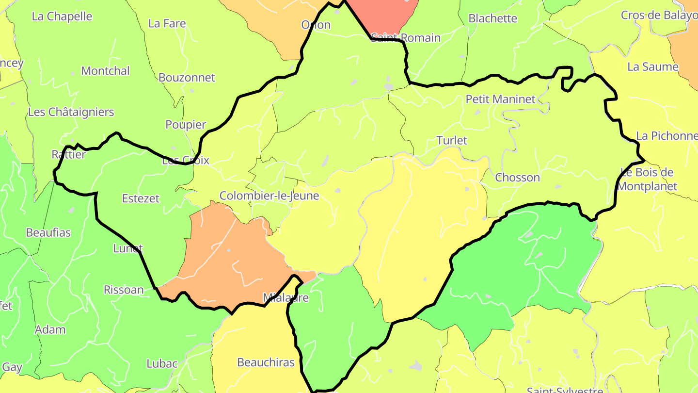 Carte des prix de l'immobilier Colombier-le-Jeune