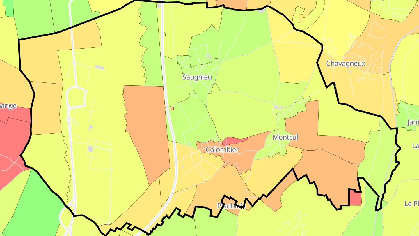 Carte des prix de l'immobilier Colombier-Saugnieu