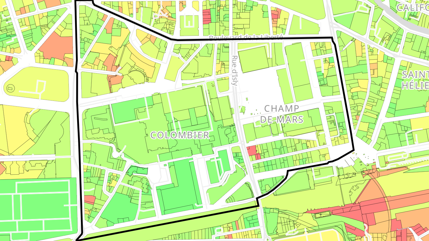 Carte des prix de l'immobilier Colombier - Champ de Mars