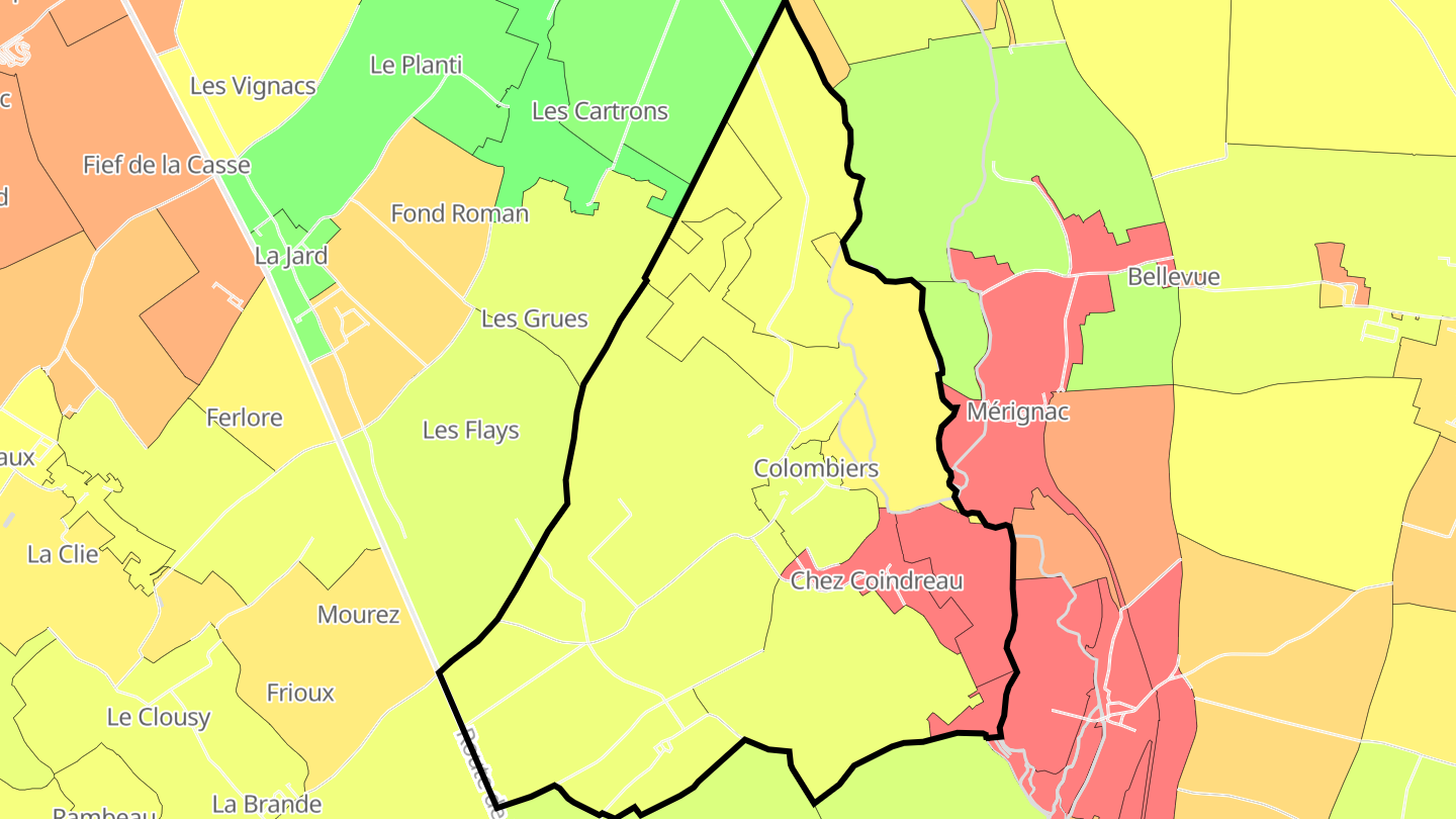 Carte des prix de l'immobilier Colombiers