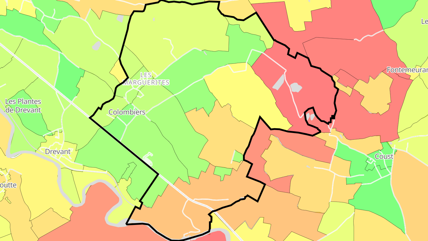 Carte des prix de l'immobilier Colombiers