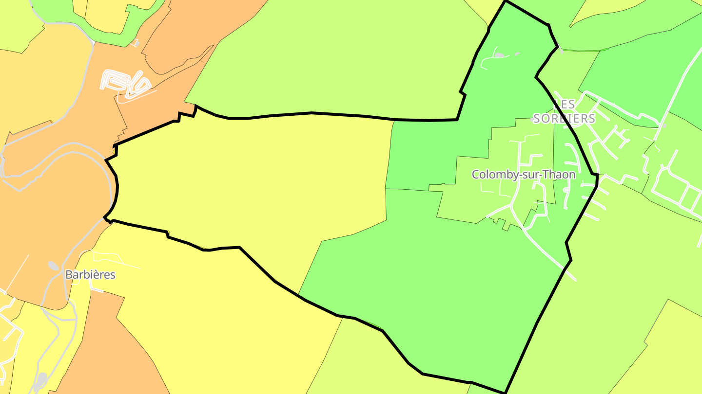 Carte des prix de l'immobilier Colomby-sur-Thaon