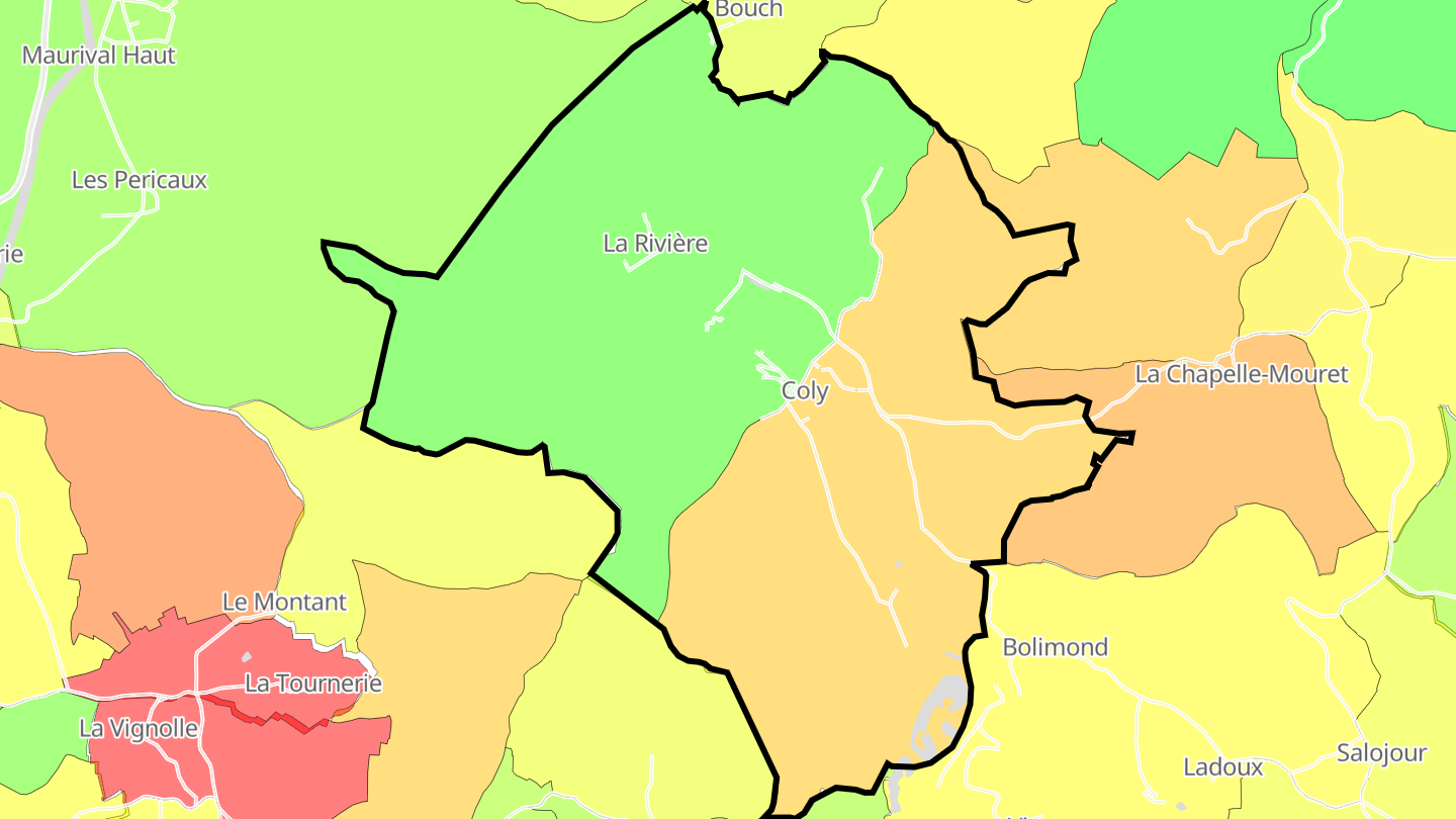 Carte des prix de l'immobilier Coly